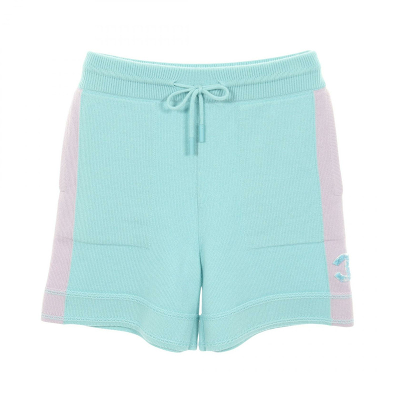 香奈兒 COCO 標誌短褲 #34 羊絨藍紫色二手女款 CC-0