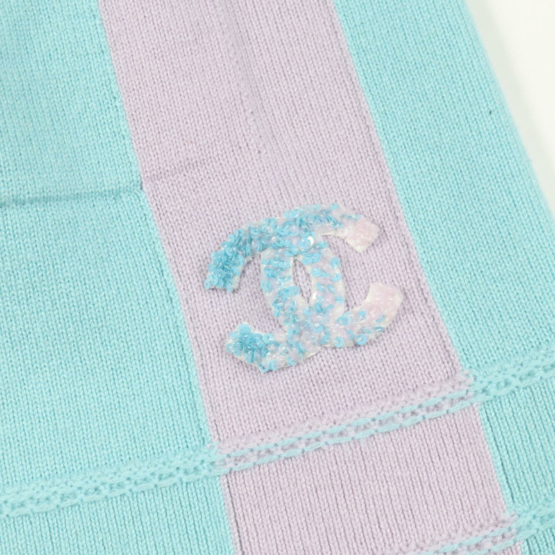 香奈兒 COCO 標誌短褲 #34 羊絨藍紫色二手女款 CC-8