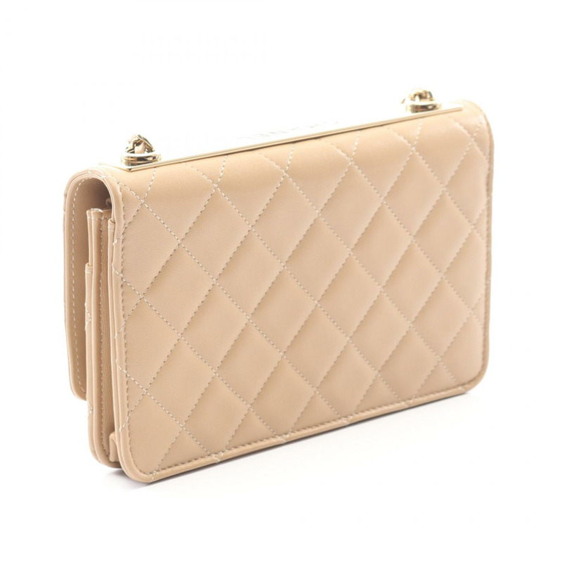 香奈兒 Trendy CC Matelasse 鏈條肩背包 A80982 羊皮米色 二手 金色五金-1