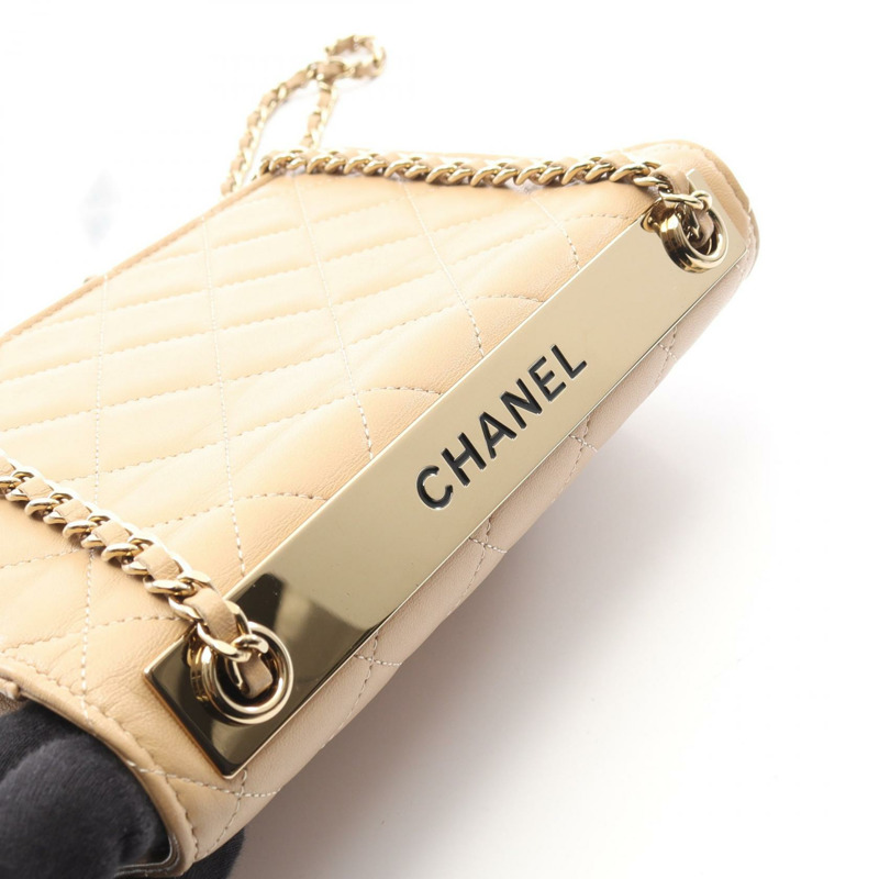 香奈兒 Trendy CC Matelasse 鏈條肩背包 A80982 羊皮米色 二手 金色五金-10