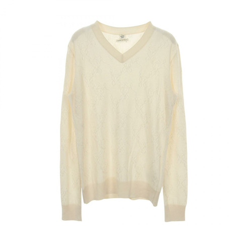 愛馬仕針織毛衣 #34 V 領絲質羊絨白色二手女款
