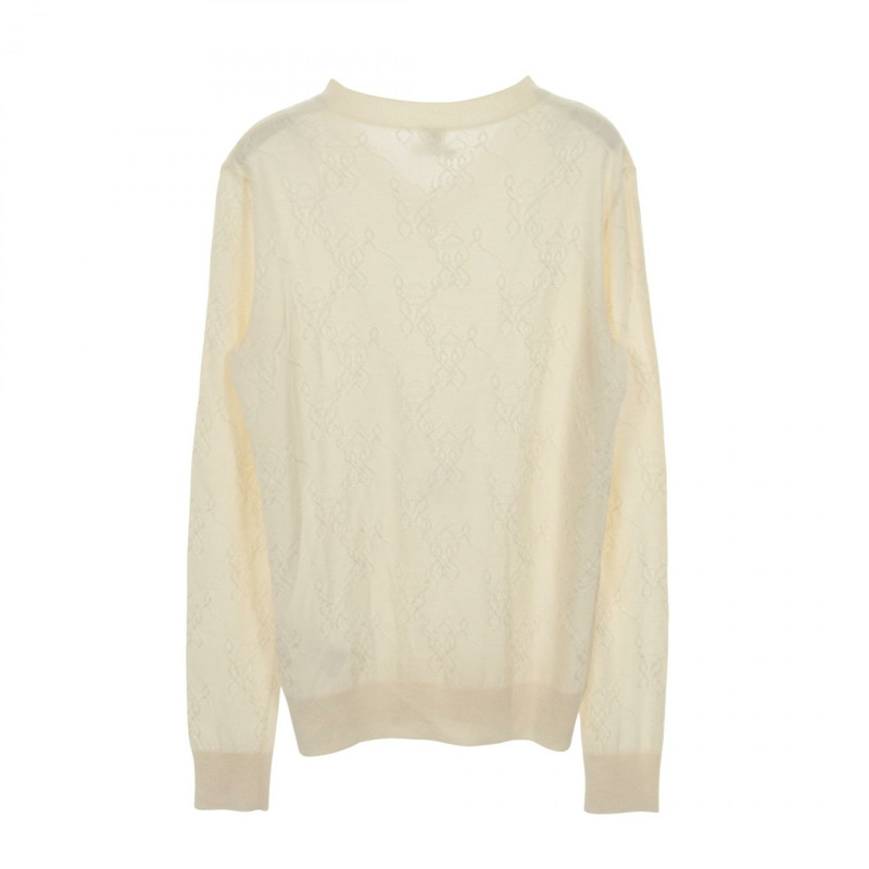 愛馬仕針織毛衣 #34 V 領絲質羊絨白色二手女款-1