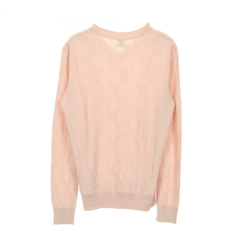 愛馬仕針織毛衣 #34 V 領絲質羊絨粉紅二手女款-1