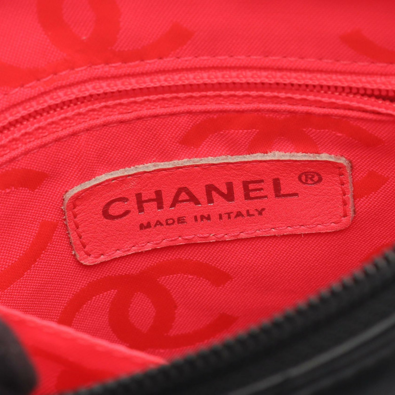 香奈兒 Cambon 系列單肩斜背包,黑色/白色,二手,女士,皮革材質,扣-3