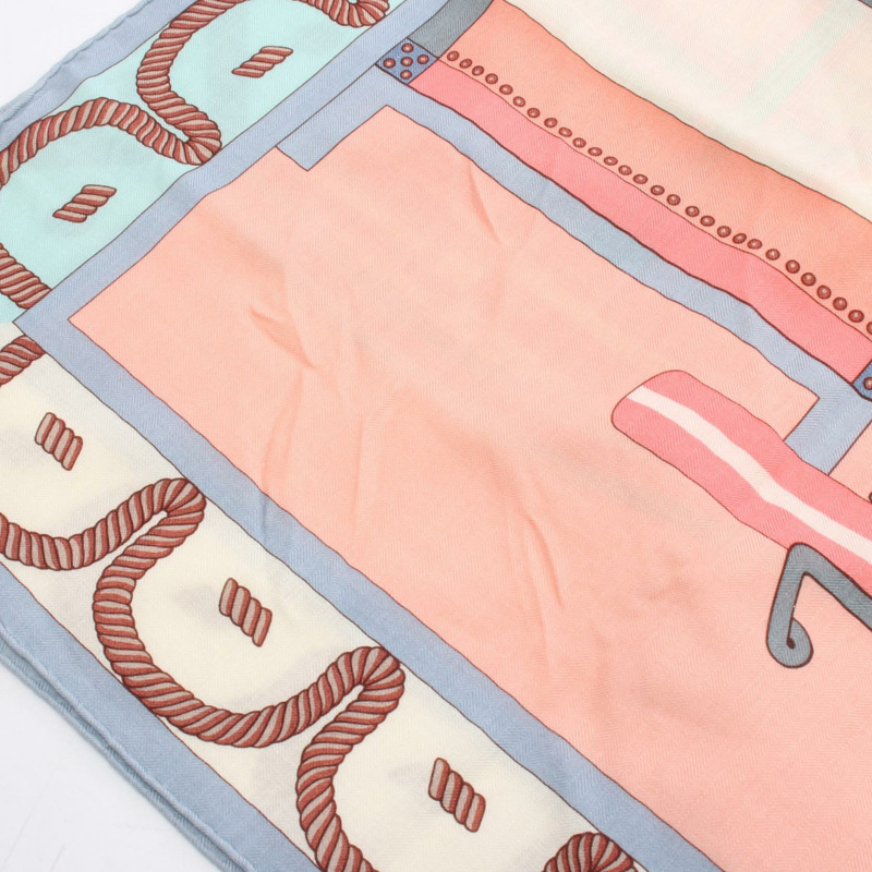 愛馬仕 Carre 140 BALADE EN BERLINE 絲巾,粉紅色,真絲羊絨混紡-4