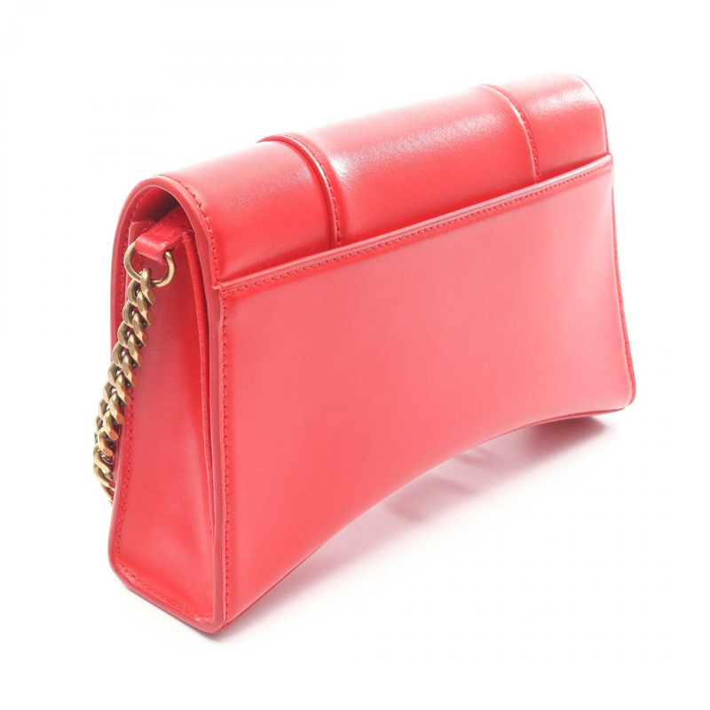 BALENCIAGA 沙漏形鏈條斜背包，紅色皮革，二手女款-1