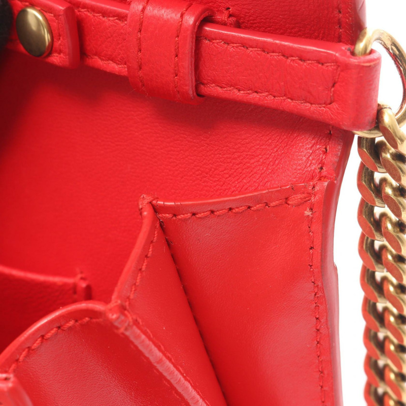 BALENCIAGA 沙漏形鏈條斜背包，紅色皮革，二手女款-8