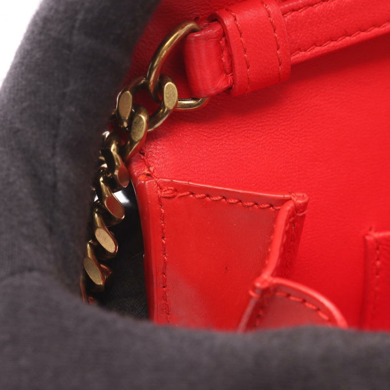 BALENCIAGA 沙漏形鏈條斜背包，紅色皮革，二手女款-9