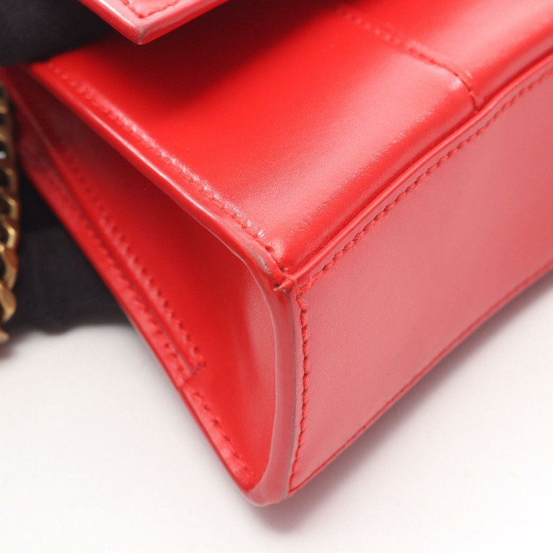 BALENCIAGA 沙漏形鏈條斜背包，紅色皮革，二手女款-10