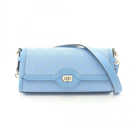 GUCCI Luce 小號 GG 帆布單肩包 788061 皮革淺藍色 二手 女士