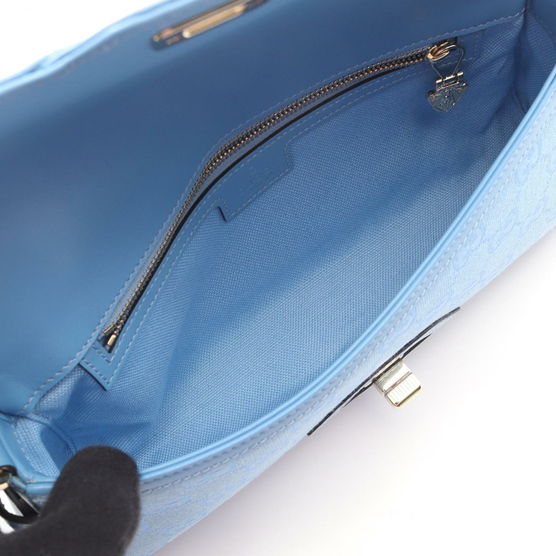 GUCCI Luce 小號 GG 帆布單肩包 788061 皮革淺藍色 二手 女士-2