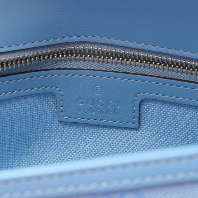 GUCCI Luce 小號 GG 帆布單肩包 788061 皮革淺藍色 二手 女士-3