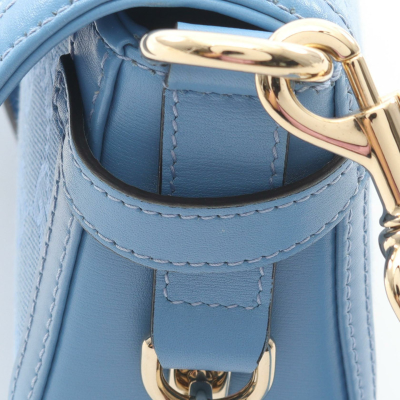 GUCCI Luce 小號 GG 帆布單肩包 788061 皮革淺藍色 二手 女士-7