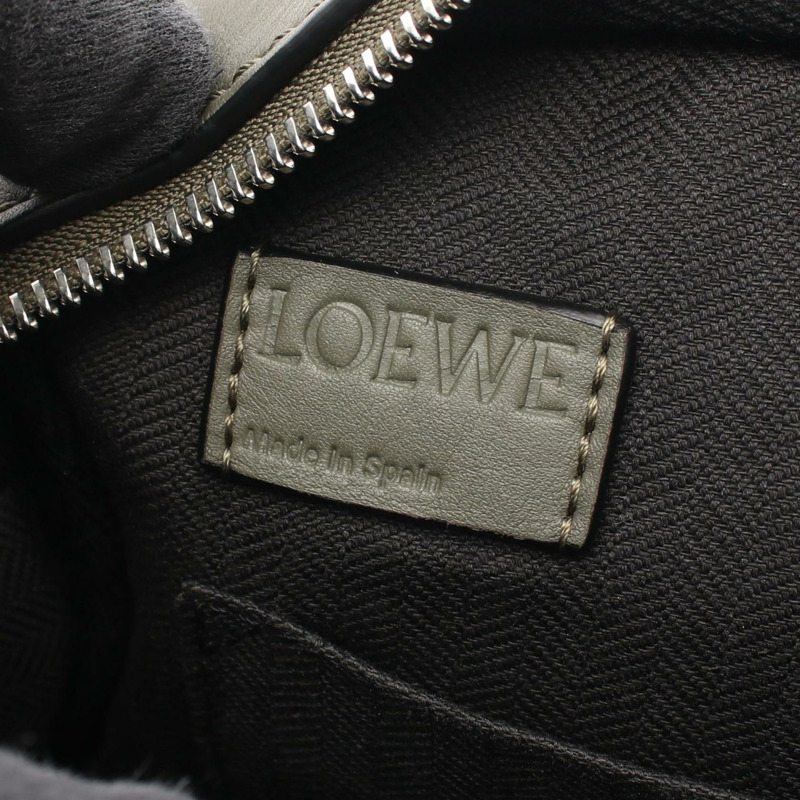 LOEWE 軍裝信差 XS 肩斜背包 B553A72X27 皮革 卡其色 二手-3