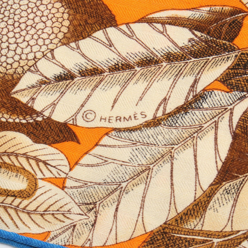 HERMES Carre 140 TOUS LES BATEAUX DU MONDE 圍巾裹絲羊毛羊絨橙色-2