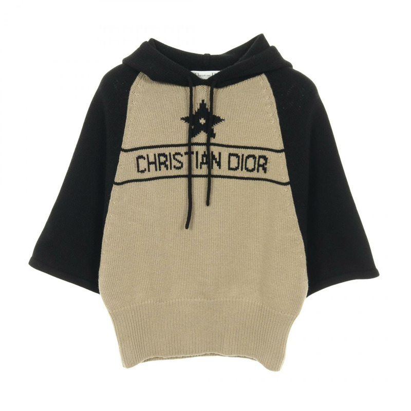 Christia Dior 針織連帽衫 254S56AM054 羊絨米黑 二手 #40-0