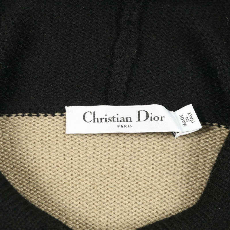 Christia Dior 針織連帽衫 254S56AM054 羊絨米黑 二手 #40-2