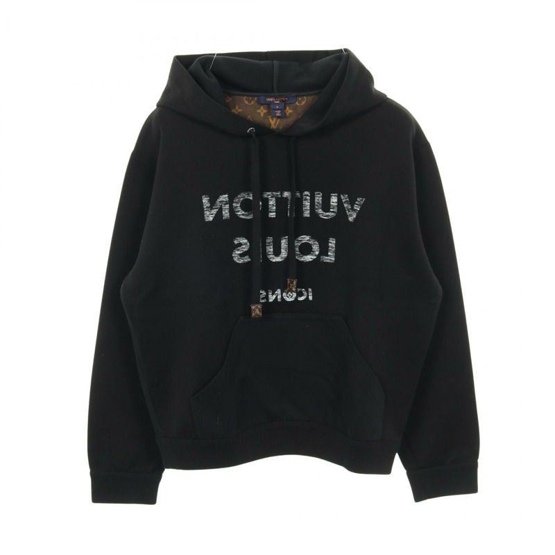 路易威登 (LOUIS VUITTON) 連帽衛衣，棉尼龍混紡，黑色logo，二手女款S碼-0