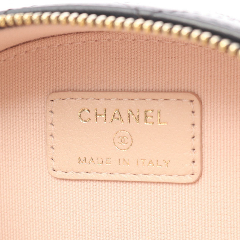 香奈兒 (CHANEL) 絎縫鏈條斜背化妝包 AP3088 羊皮黑色金色五金-3