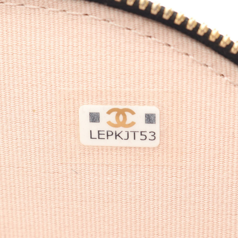 香奈兒 (CHANEL) 絎縫鏈條斜背化妝包 AP3088 羊皮黑色金色五金-4