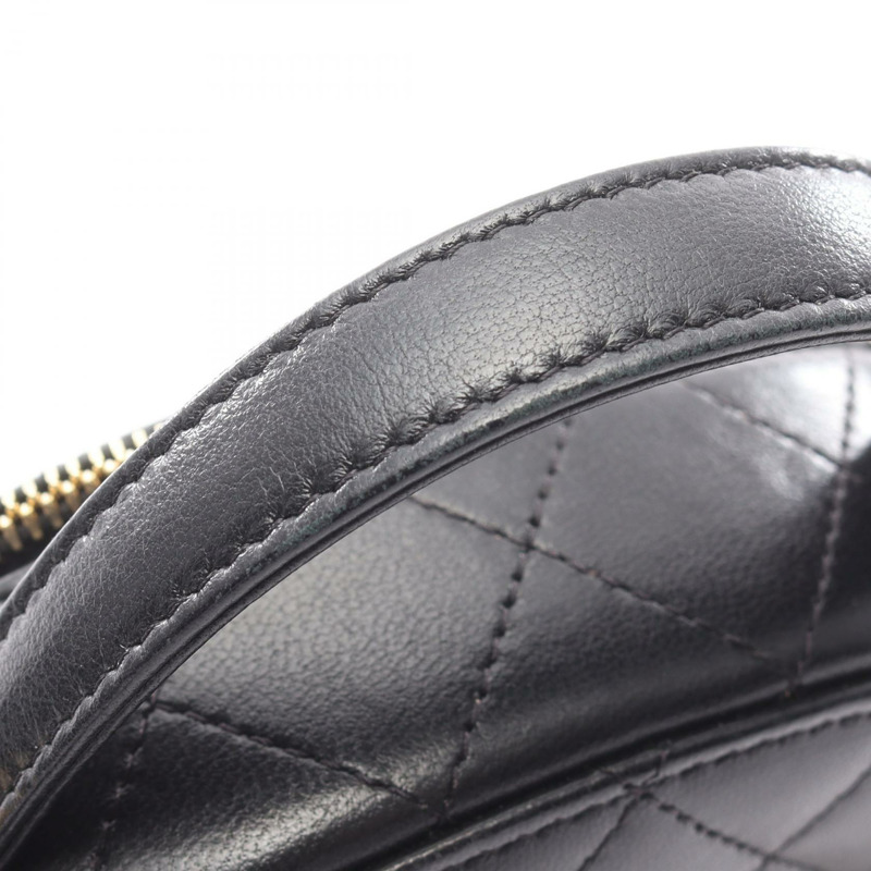 香奈兒 (CHANEL) 絎縫鏈條斜背化妝包 AP3088 羊皮黑色金色五金-7