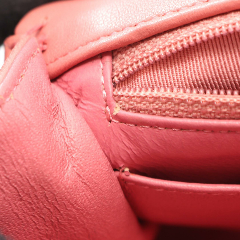 香奈兒 (CHANEL) 絎縫單蓋鏈條肩背包，羊皮材質，粉紅色，金色五金，二手-8