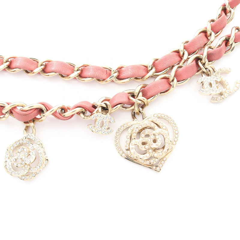 香奈兒 (CHANEL) 絎縫單蓋鏈條肩背包，羊皮材質，粉紅色，金色五金，二手-9