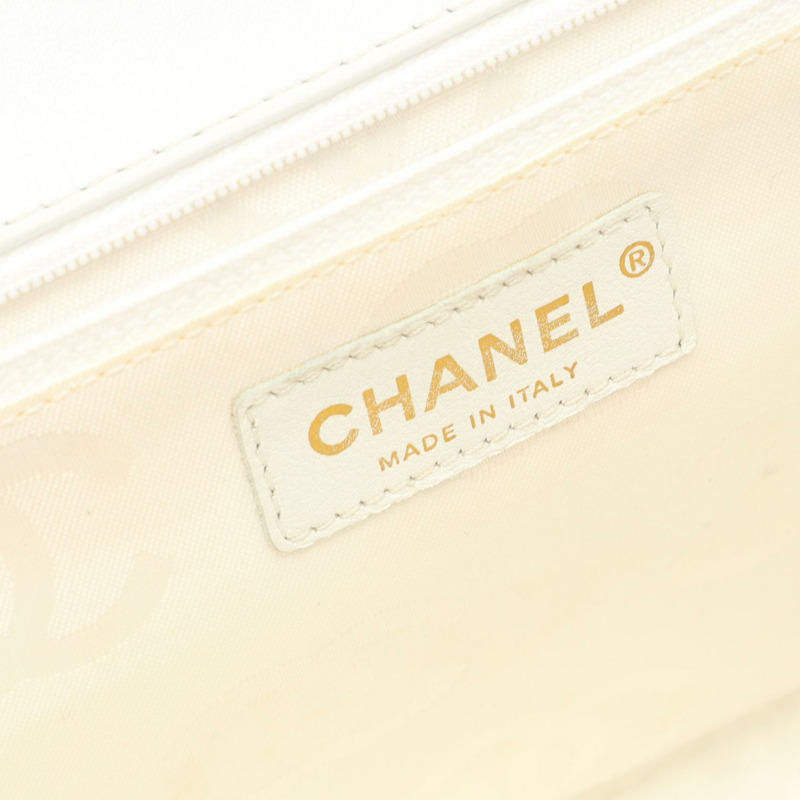 香奈兒 (CHANEL) Wild Stitch Matelasse 手提包，帆布皮革，米白色，二手，女士 CC-3