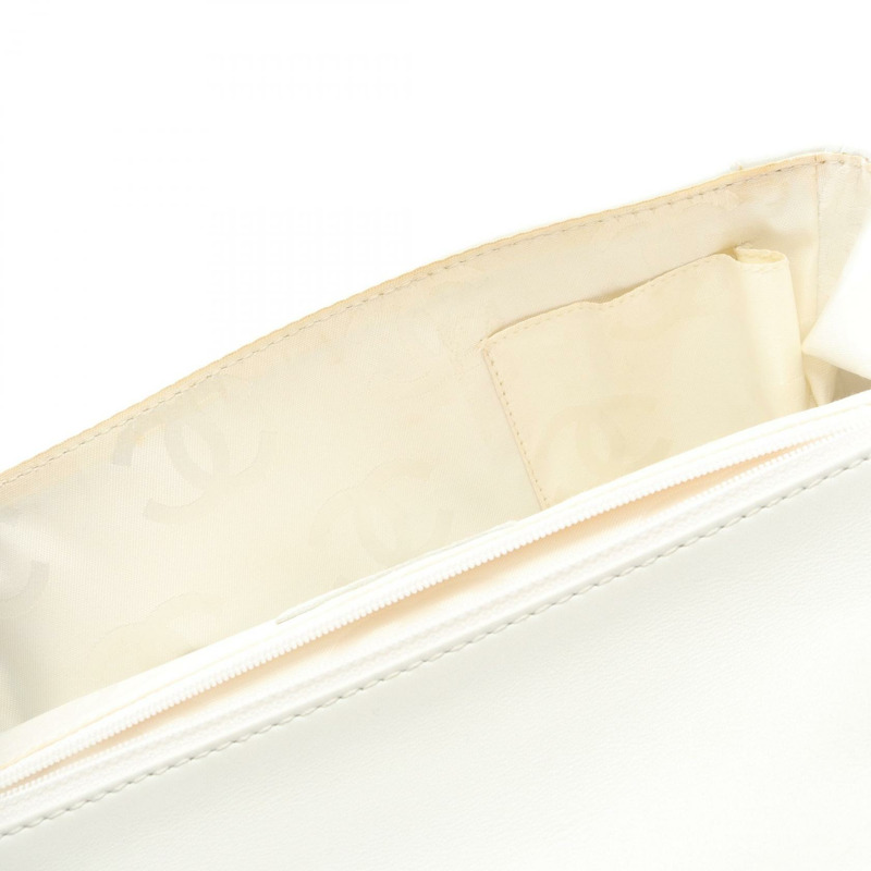 香奈兒 (CHANEL) Wild Stitch Matelasse 手提包，帆布皮革，米白色，二手，女士 CC-5