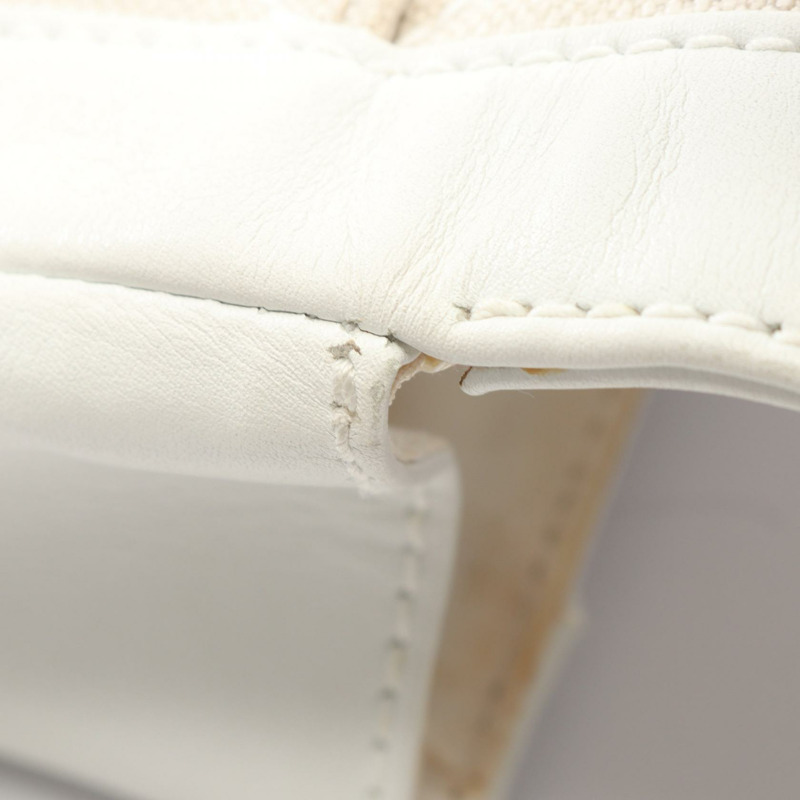 香奈兒 (CHANEL) Wild Stitch Matelasse 手提包，帆布皮革，米白色，二手，女士 CC-8