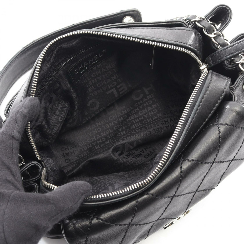 香奈兒 (CHANEL) Matelasse 羊皮單肩包，黑色，二手，女士，帶五金配件-2