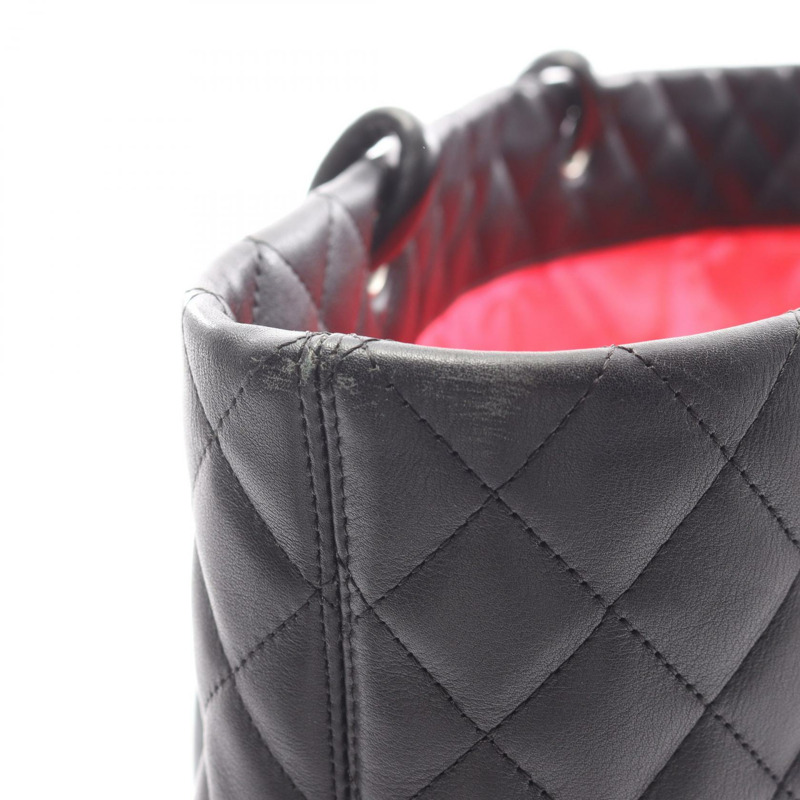 香奈兒 Cambon 系列大手提單肩包，黑色皮革，二手女款，附五金配件-9