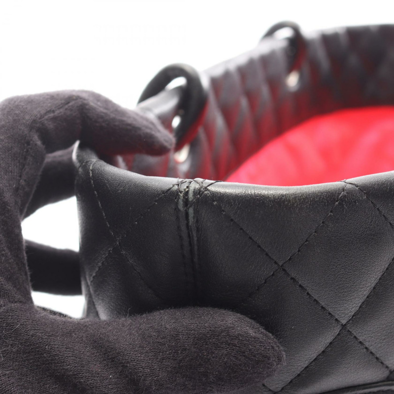 香奈兒 Cambon 系列大手提單肩包，黑色皮革，二手女款，附五金配件-10