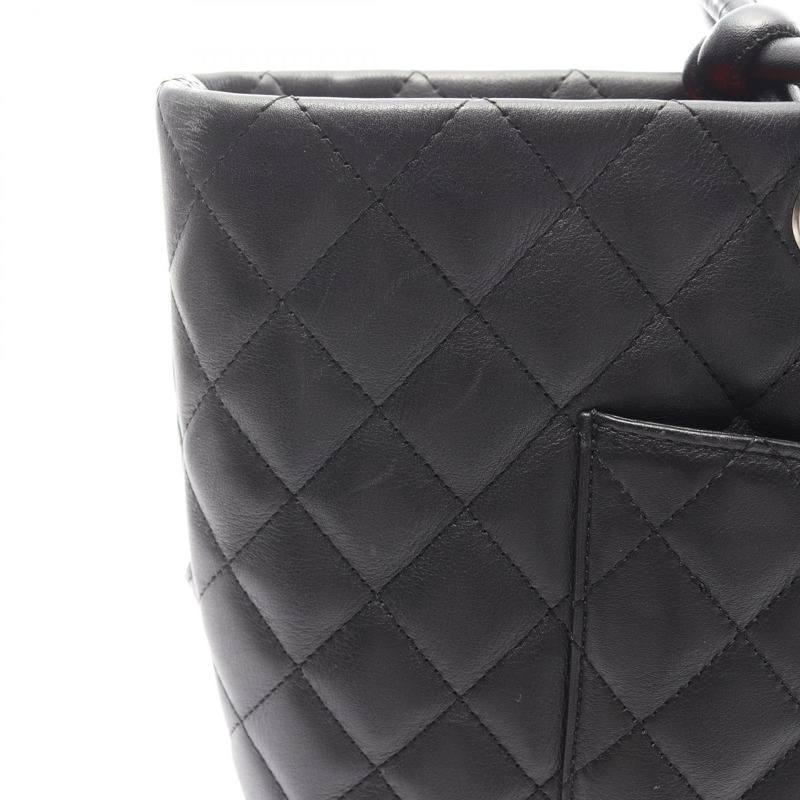 香奈兒 Cambon 系列大手提單肩包，黑色皮革，二手女款，附五金配件-12
