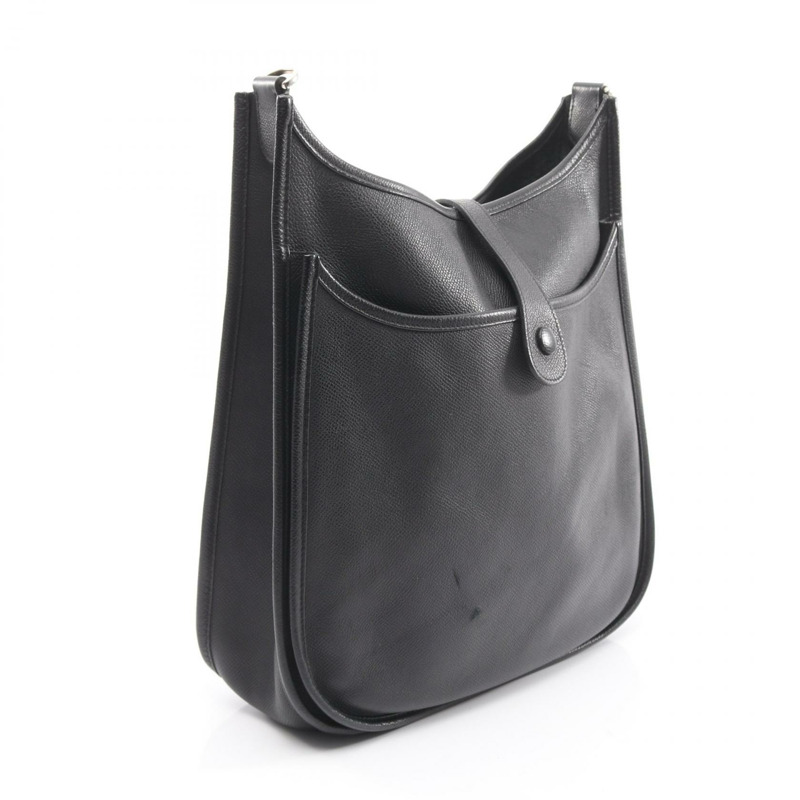 愛馬仕 Evelyne 3 Trois GM 斜背包，Epsom 皮革，黑色，二手，帶五金配件-1