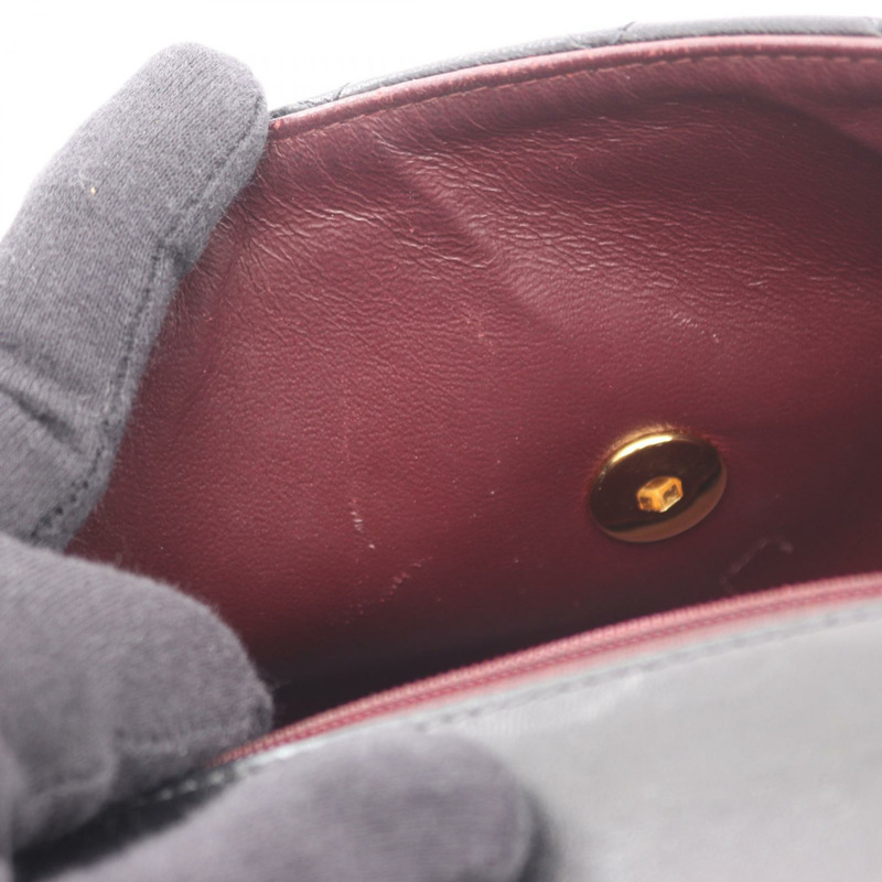 香奈兒迷你絎縫鏈條斜挎單肩包，羊皮材質，黑色，二手，女士款，金色五金-9