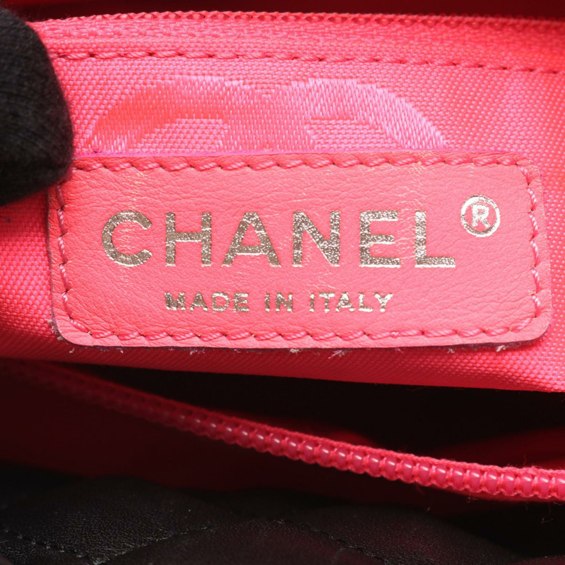 香奈兒 Cambon 系列中型托特包，黑色/粉紅色漆皮，二手女款 Coco-3