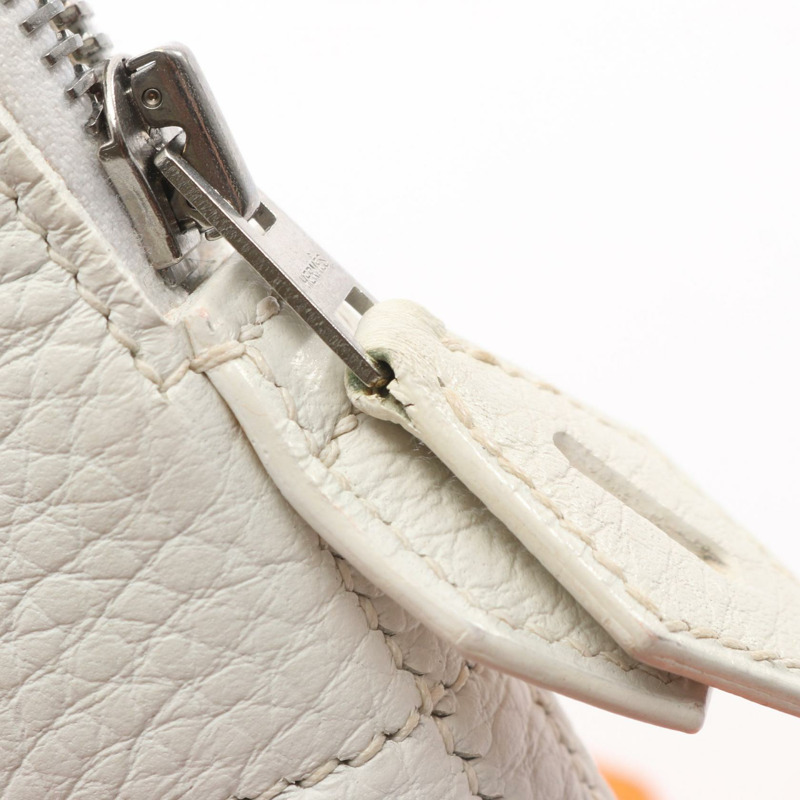 愛馬仕 Bolide35 肩背包，Clemence 皮革，白色，二手，女士款，E SHW-13