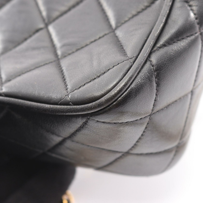 香奈兒 (CHANEL) Matelasse 鏈條斜挎包，流蘇羊皮，黑色，二手，金色五金 CC-7