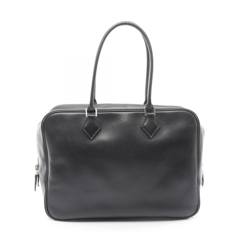 愛馬仕 Plume 32 手提包，庫爾舍維爾皮革，黑色，二手，女士，帶五金配件。-0