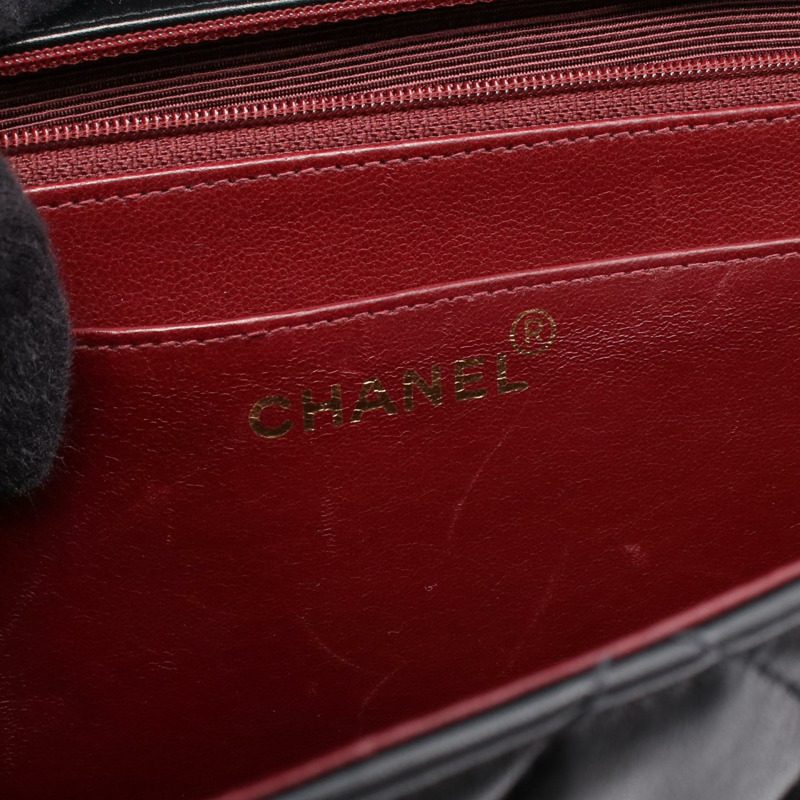 香奈兒 Jumbo Matelasse 34 單翻蓋鏈條肩背包，羊皮材質，黑色，二手，金色五金-3