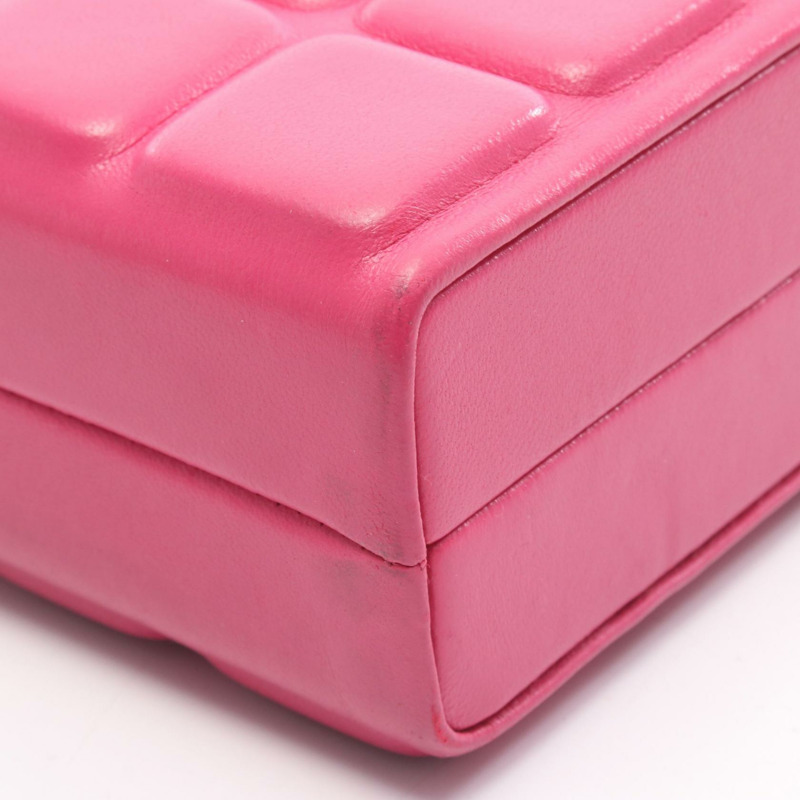 香奈兒巧克力色鏈條單肩斜挎包，粉紅色羊皮，二手，女士，金色五金-6