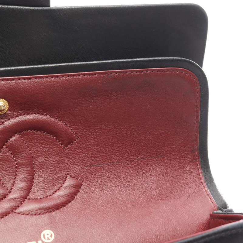 香奈兒 (CHANEL) Matelasse W 翻蓋鏈條單肩背包 A01112 羊皮 黑色 GHW 二手-6