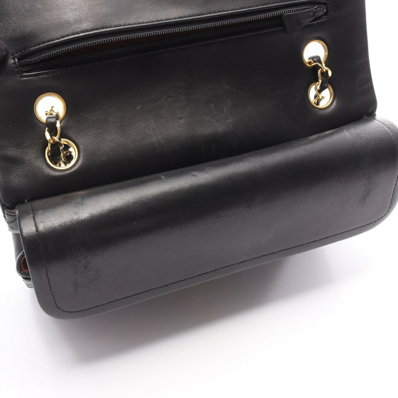 香奈兒 (CHANEL) Matelasse W 翻蓋鏈條單肩背包 A01112 羊皮 黑色 GHW 二手-8