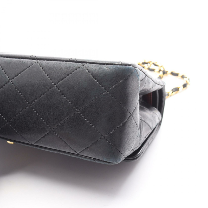 香奈兒 (CHANEL) Matelasse W 翻蓋鏈條單肩背包 A01112 羊皮 黑色 GHW 二手-10