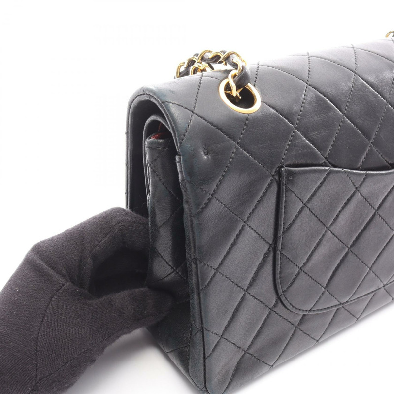 香奈兒 (CHANEL) Matelasse W 翻蓋鏈條單肩背包 A01112 羊皮 黑色 GHW 二手-12