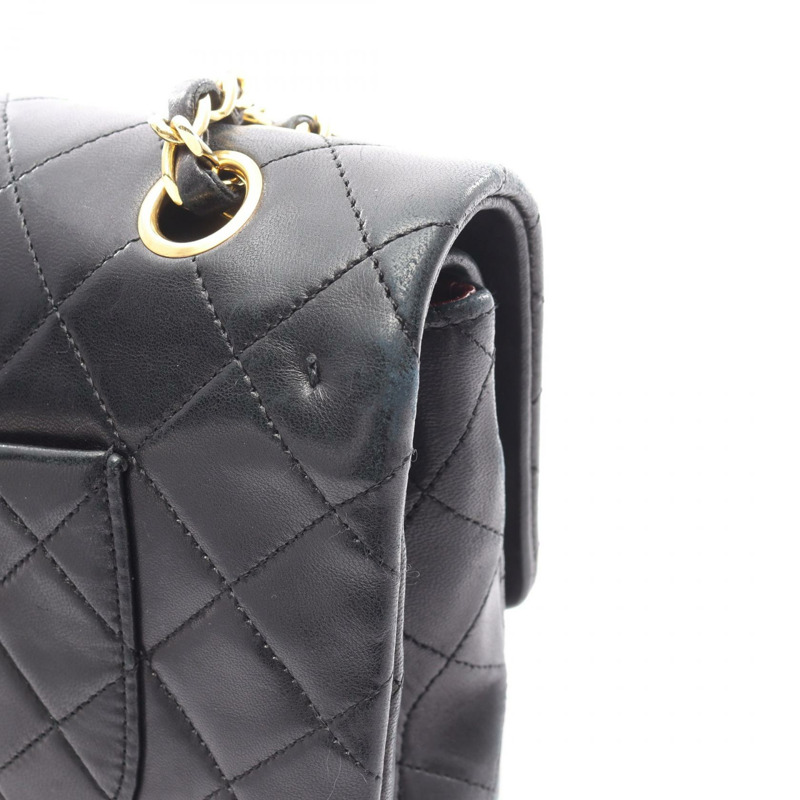 香奈兒 (CHANEL) Matelasse W 翻蓋鏈條單肩背包 A01112 羊皮 黑色 GHW 二手-13