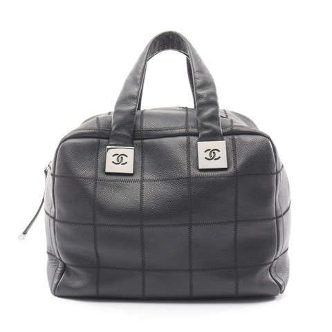 香奈兒巧克力棒手提包，黑色小牛皮，二手，SHW（銀色五金配件），女士款