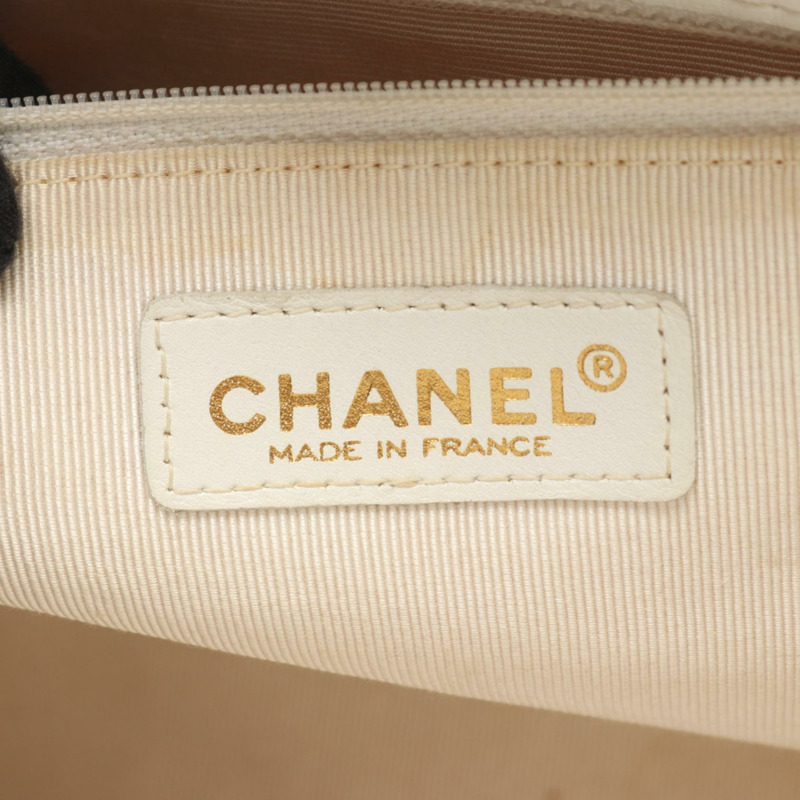 香奈兒 (CHANEL) 白色皮革鏈條手提單肩包，二手女款，金色五金配件-3