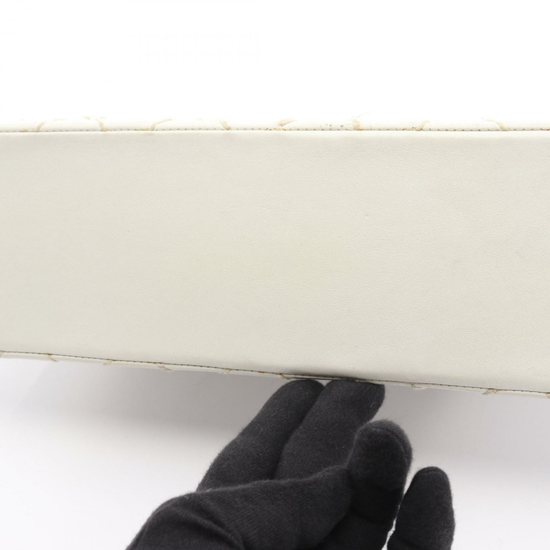 香奈兒 (CHANEL) 白色皮革鏈條手提單肩包，二手女款，金色五金配件-8